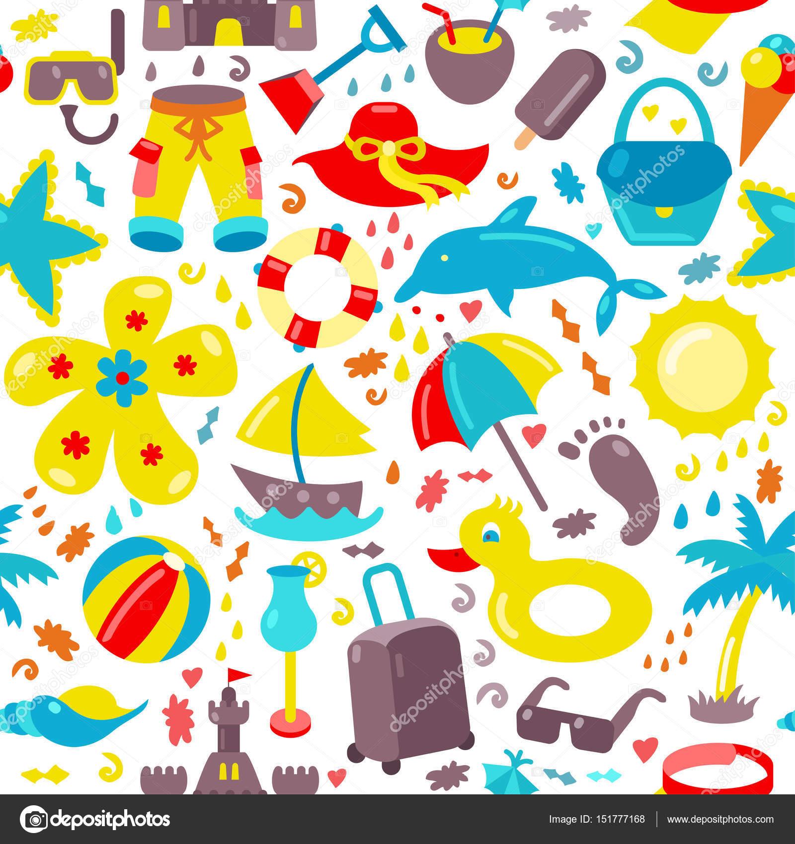 夏のビーチ パターン ベクトル ストックベクター C Marina Mandarina