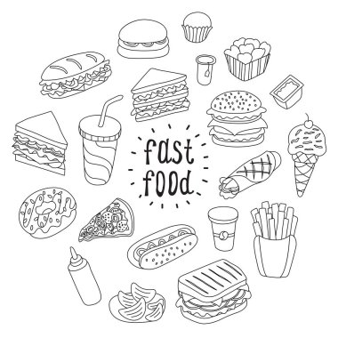 Bir grup fast food ikonu.