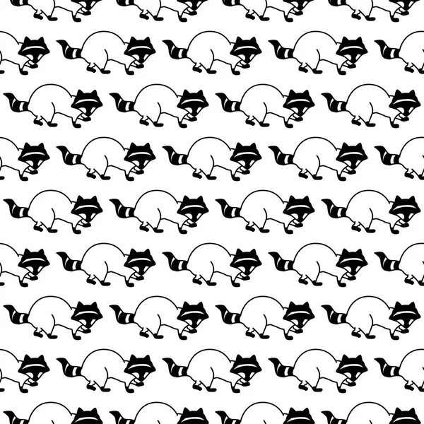 Seamless pattern with raccoon. — Stock Vector