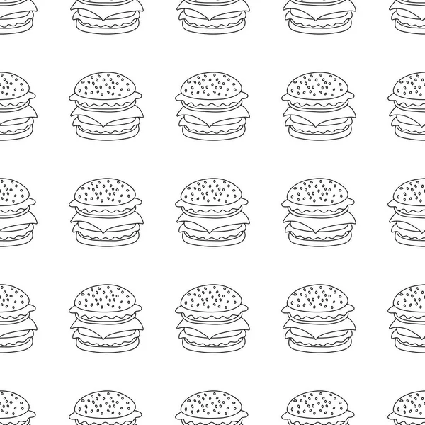 De naadloze patroon vector met hamburger. — Stockvector