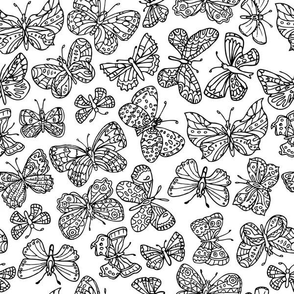 Vector naadloos patroon met vlinders. — Stockvector
