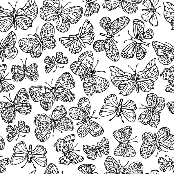 Vector seamless pattern with butterflies. — Stock Vector