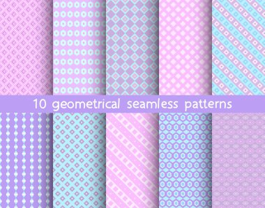 10 geometrik desenleri, desen renk örnekleri, vektör. 