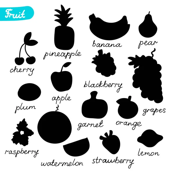 Silhouette vettoriali di frutta . — Vettoriale Stock