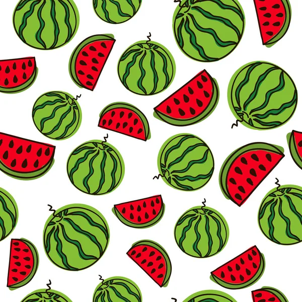 Naadloze watermeloenen patroon. — Stockvector