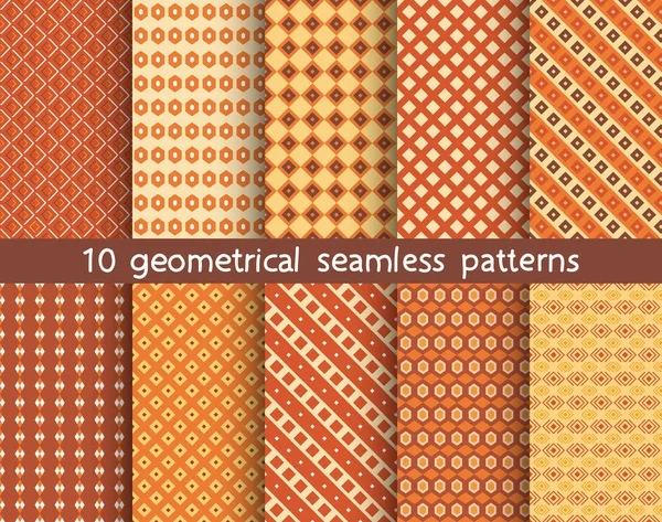 10 patrones geométricos, muestras del patrón, vector . — Vector de stock