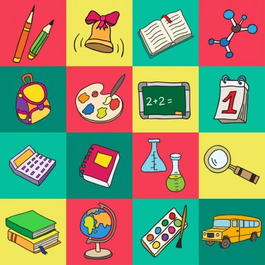 Renkli düz okul simgeler.