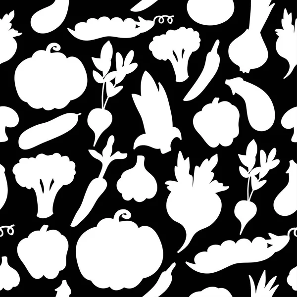 Patrón vectorial de fondo sin costura con silueta de verduras — Vector de stock