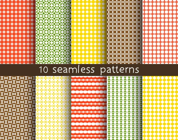 10 seamless mönster för allmän bakgrund. — Stock vektor