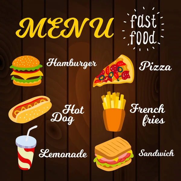 Fast-Food-Menü, Vektorillustration. — Stockvektor