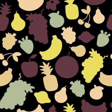 Sorunsuz arka plan ile meyve siluet vektör desen.