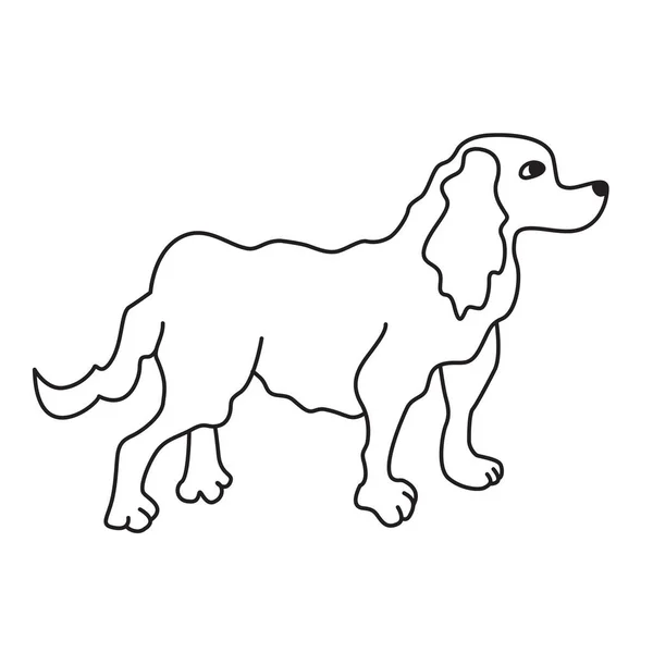 Negro vector perro delgada línea . — Vector de stock