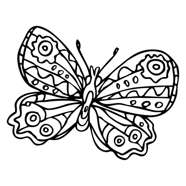 Siyah beyaz backg izole dekoratif süslü kelebek doodle