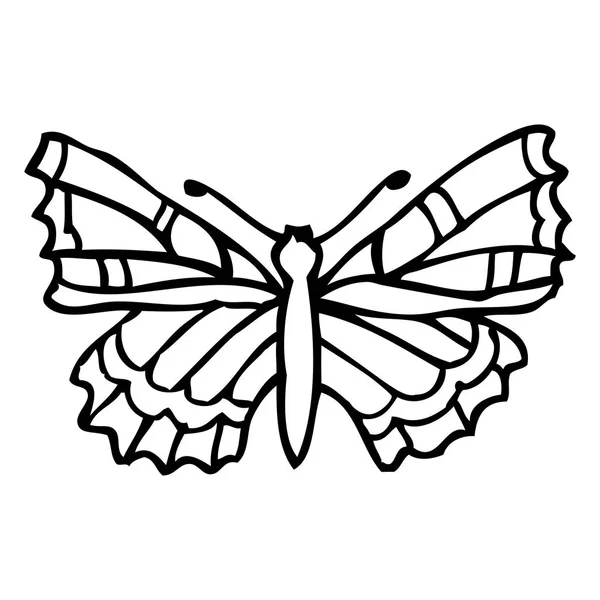 Doodle czarny ozdobny kwiecisty motyl na białym tle na liczby biały — Wektor stockowy