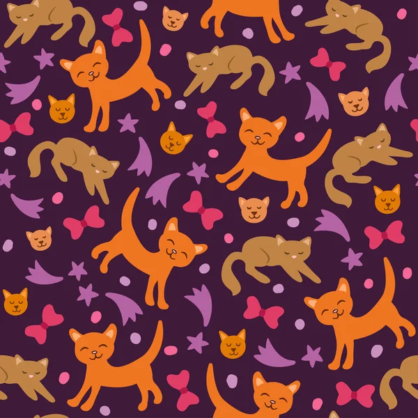 Vector pattern with cats and kittens. — Stock Vector