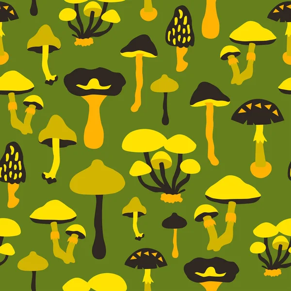 Vector seamless pattern with mushrooms. — Stock Vector