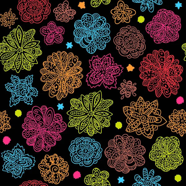 Doodle vector floral sin costura fondo de pantalla patrón desig — Vector de stock