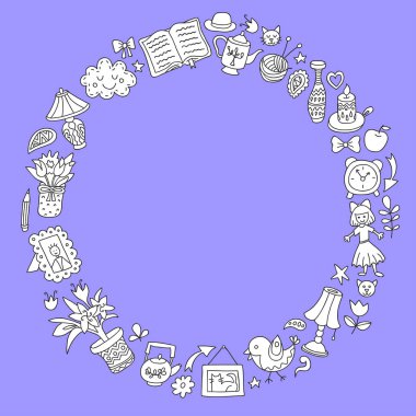 Ev vektör doodle kare.