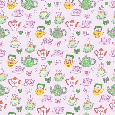 Çaydanlık ve bardak deseni.