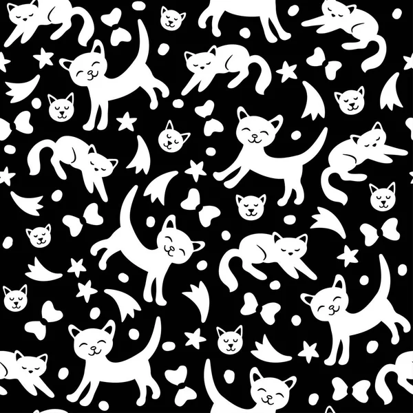 Vector patroon met katten en kittens. — Stockvector