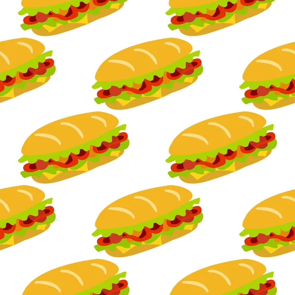 Vector seamless pattern with sandwich. — Stock Vector