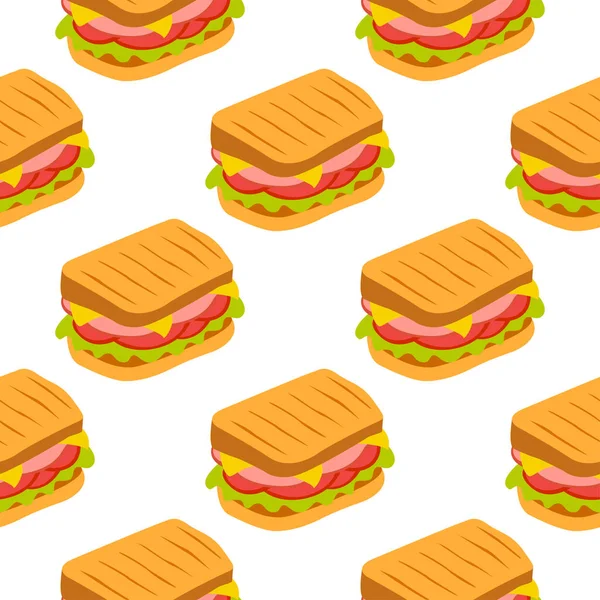 De naadloze patroon vector met sandwich. — Stockvector