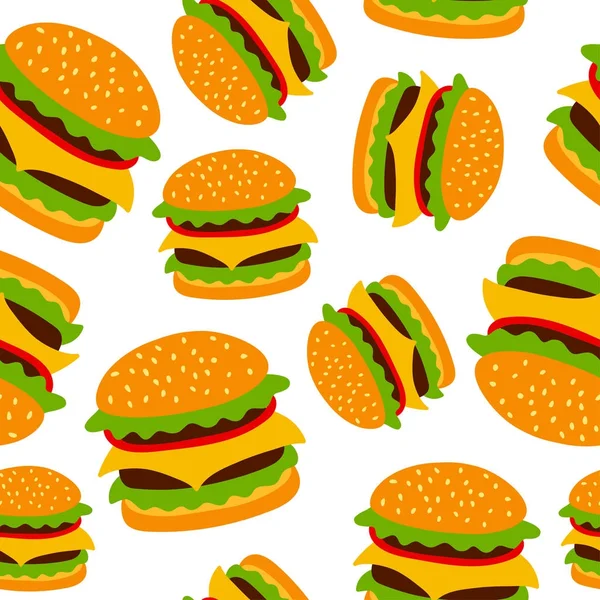 De naadloze patroon vector met hamburger. — Stockvector