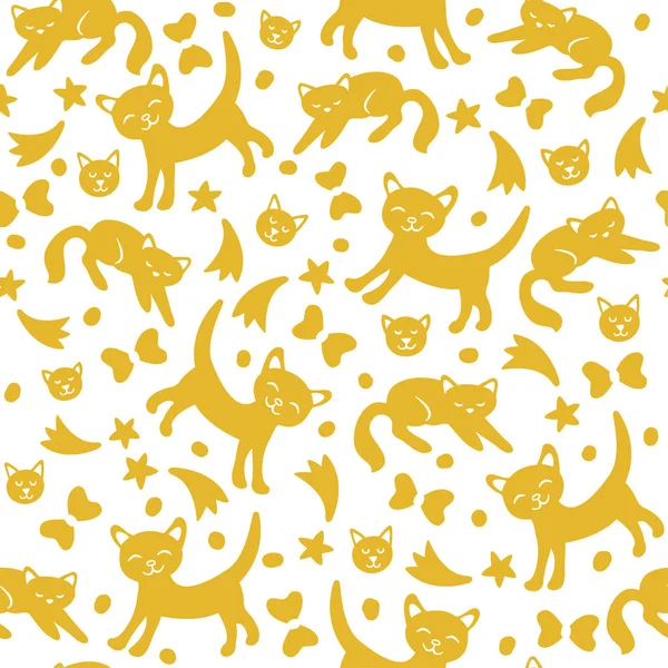 Vector pattern with cats and kittens. — Stock Vector