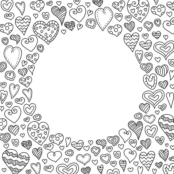 Vector frame with doodle hearts. — Stock Vector