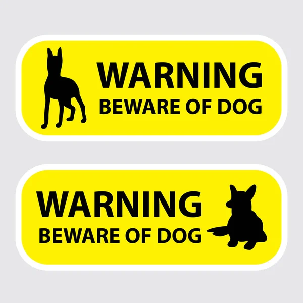 Beware of the dog sign on yellow background. — Stock Vector