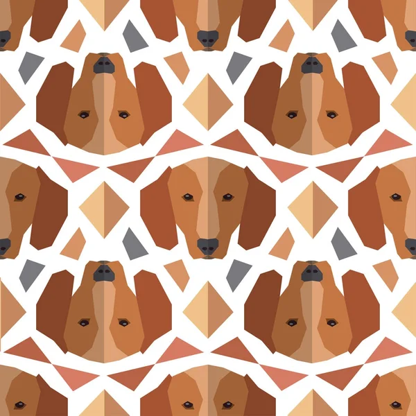 Seamless polygonal pattern with dachshund head. — Stock Vector