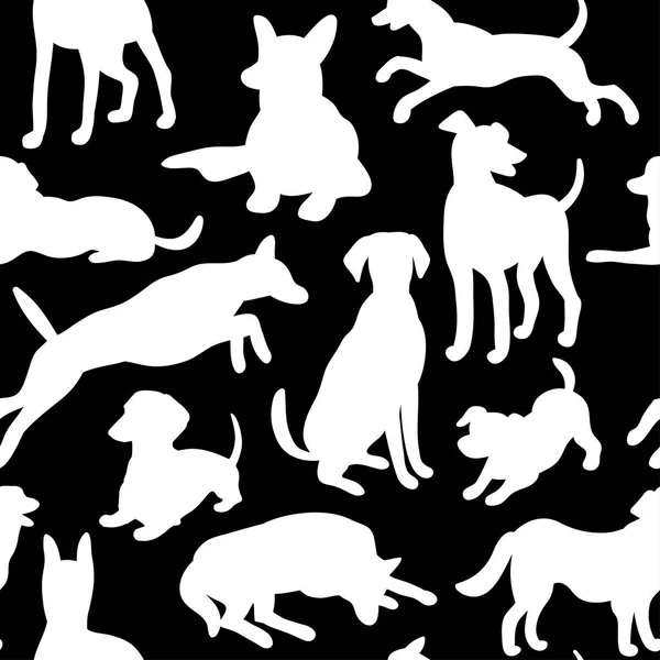 Nahtloses Muster mit Hundesilhouetten. — Stockvektor