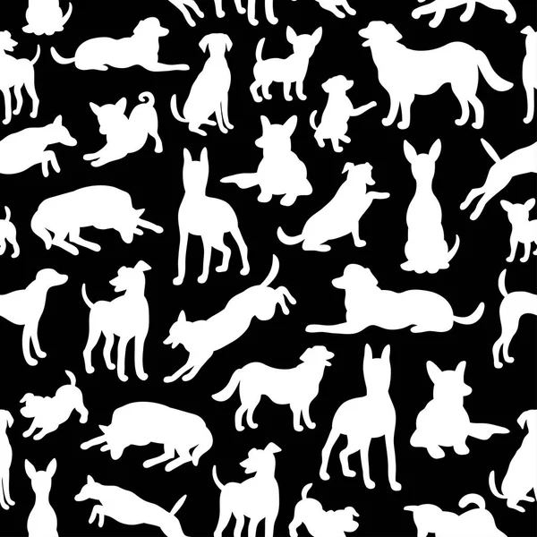 Бесшовный рисунок с собачьими силуэтами . — стоковый вектор