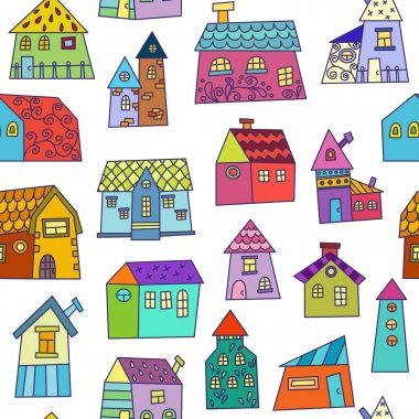 Elle çizilmiş kasaba seamless modeli doodle.