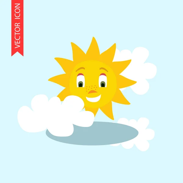 Fényes nap, és a felhő Időjárás ikon. — Stock Vector