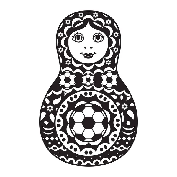 Muñeca anidando con una pelota de fútbol . — Archivo Imágenes Vectoriales