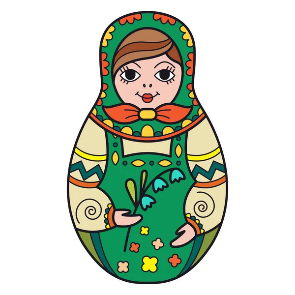 Boneka tradisional Rusia (matryoshka ). - Stok Vektor