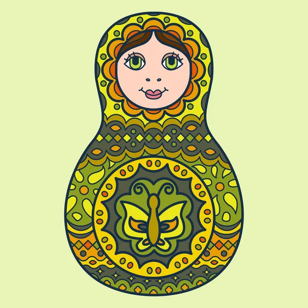 Ρωσική παραδοσιακή κούκλα ένθετα (matryoshka). — Διανυσματικό Αρχείο