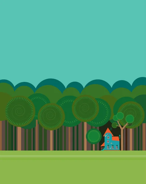 Litet hus i skogen — Stock vektor