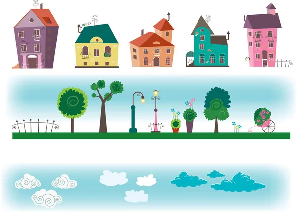 Small towns houses Royalty Free Stock Vectors