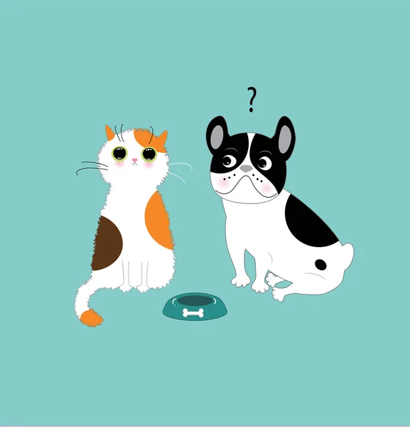 Смішний собака і кіт — стоковий вектор