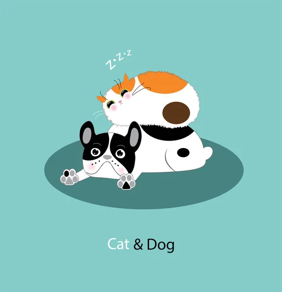 Divertido perro y gato — Vector de stock