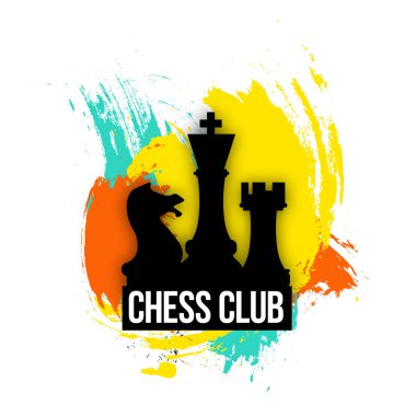 bir satranç şirketler için parlak logo kulüp ya da oyuncu. Amblemi vektör çizim renkli arka plan üzerinde