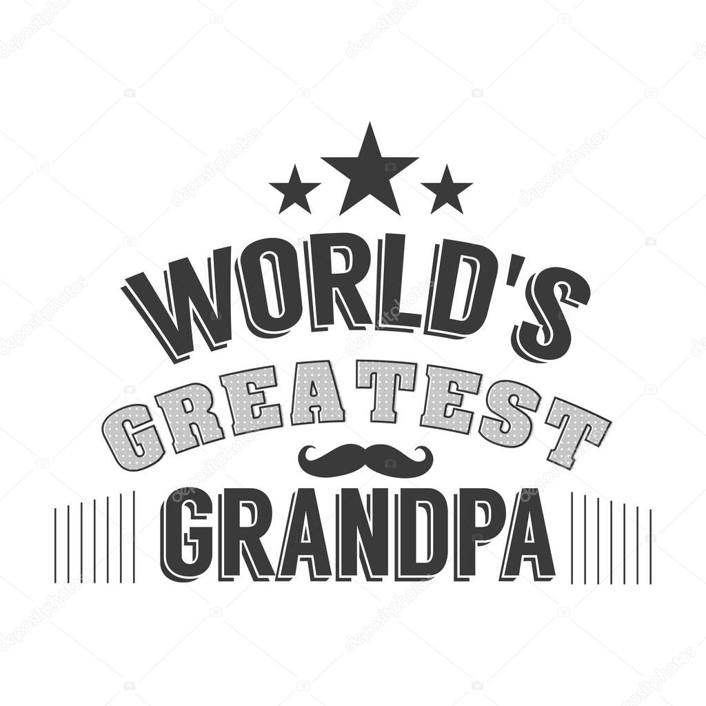 Isolated Grandparents day quotes on the white background. World s okayest grandpa. Congratulations granddad label, badge vector. Grandfathers s elements for your design.
