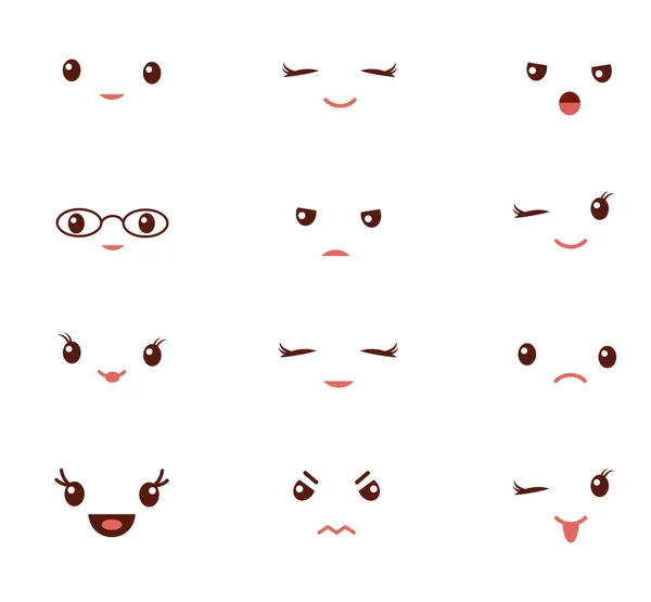 Cute emoticons with different emotions vector illustration. Vector set of emoji. Set of smiley different icons.