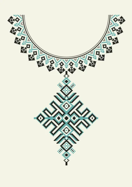 Collar vectorial azteca Bordado para mujeres de moda. Patrón tribal de píxeles para impresión o diseño web. joyería, collar — Vector de stock