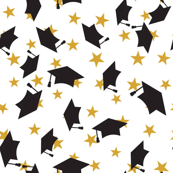 Diplomás kalap zökkenőmentes minta — Stock Vector