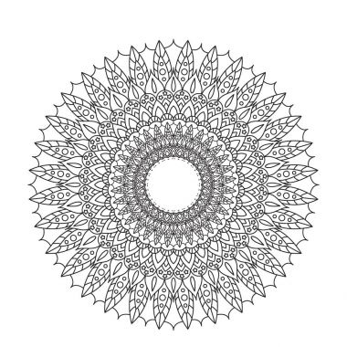 Boyama kitabı Mandala. Süs mandala desen, siyah ve beyaz tasarım yuvarlak dantel süs daire içine alın. sayfa boyama için vektör