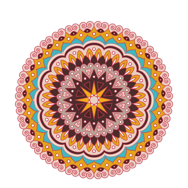 Renda redonda arábica decorativa mandala ornamentada. Padrão vetorial vintage para impressão ou web design. fundo colorido abstrato . —  Vetores de Stock