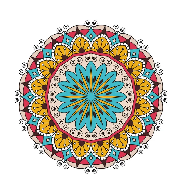 Renda redonda arábica decorativa mandala ornamentada. Padrão vetorial vintage para impressão ou web design. fundo colorido abstrato . —  Vetores de Stock